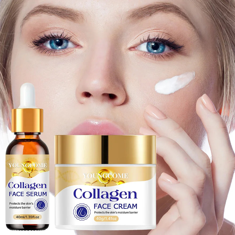 YOUNGCOME Collagen Cream & Serum Set – Vitamin E Moisturizing