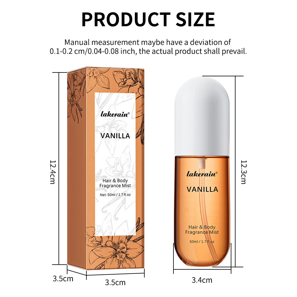 50ml Vanilla Rose Fragrance Spray Hair & Body Fragrance Mist Fresh Long Lasting Fragrance Perfume Travel Size Freshener Spray Peaceful Pleasures Health and Wellness