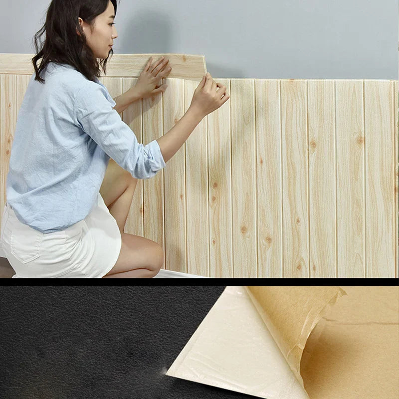 10-Pack 3D Wood Grain Peel & Stick Wall Tiles | Waterproof