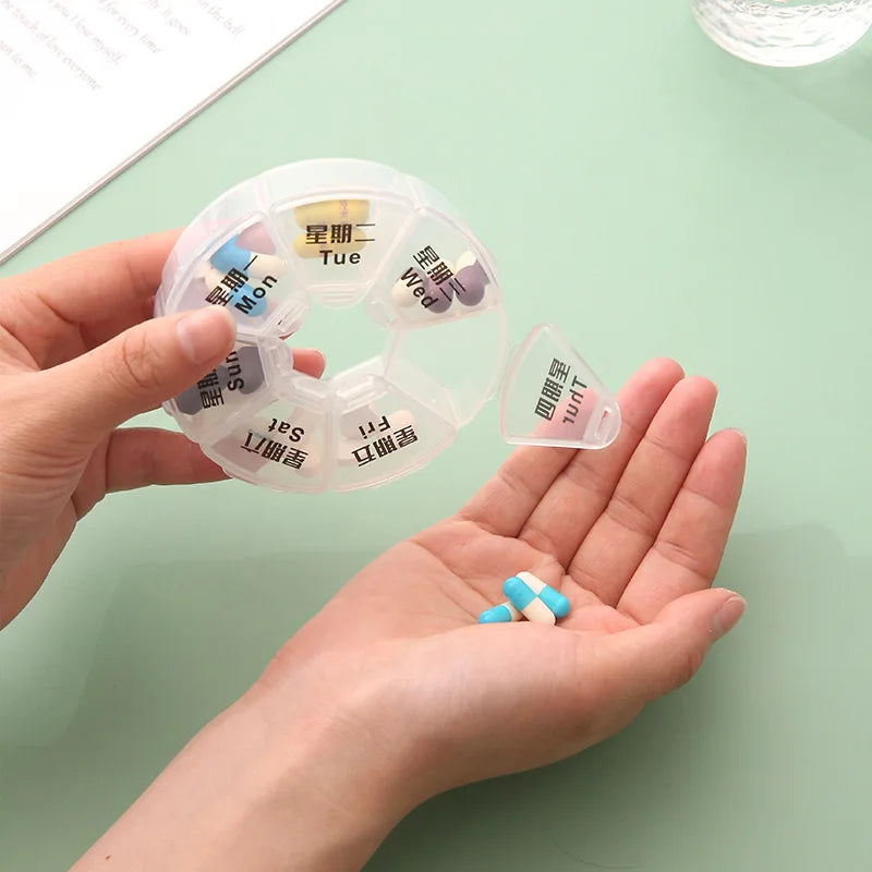 7 Days Weekly Pillbox Tablet Holder Medicine Storage Case Drug Container Pill Organizer Weekly Capsule Pill Box Color Organizer Peaceful Pleasures Health and Wellness