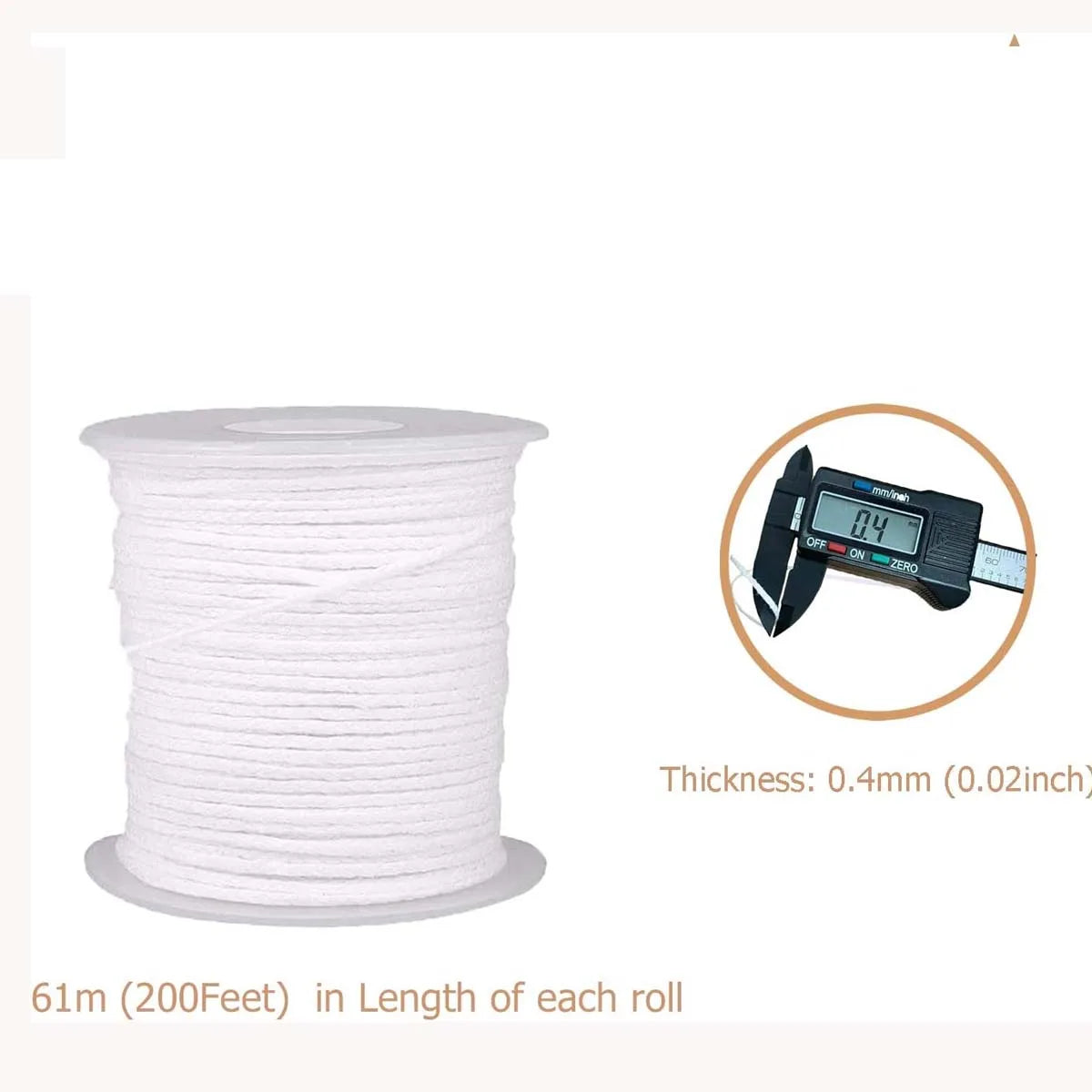 61m Cotton Braided Candle Wicks – 2-Roll DIY Candle Making Set