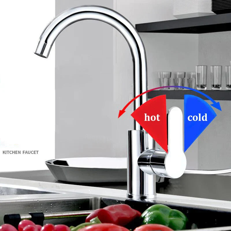 Single Handle Kitchen Faucet – Hot & Cold Stainless Steel