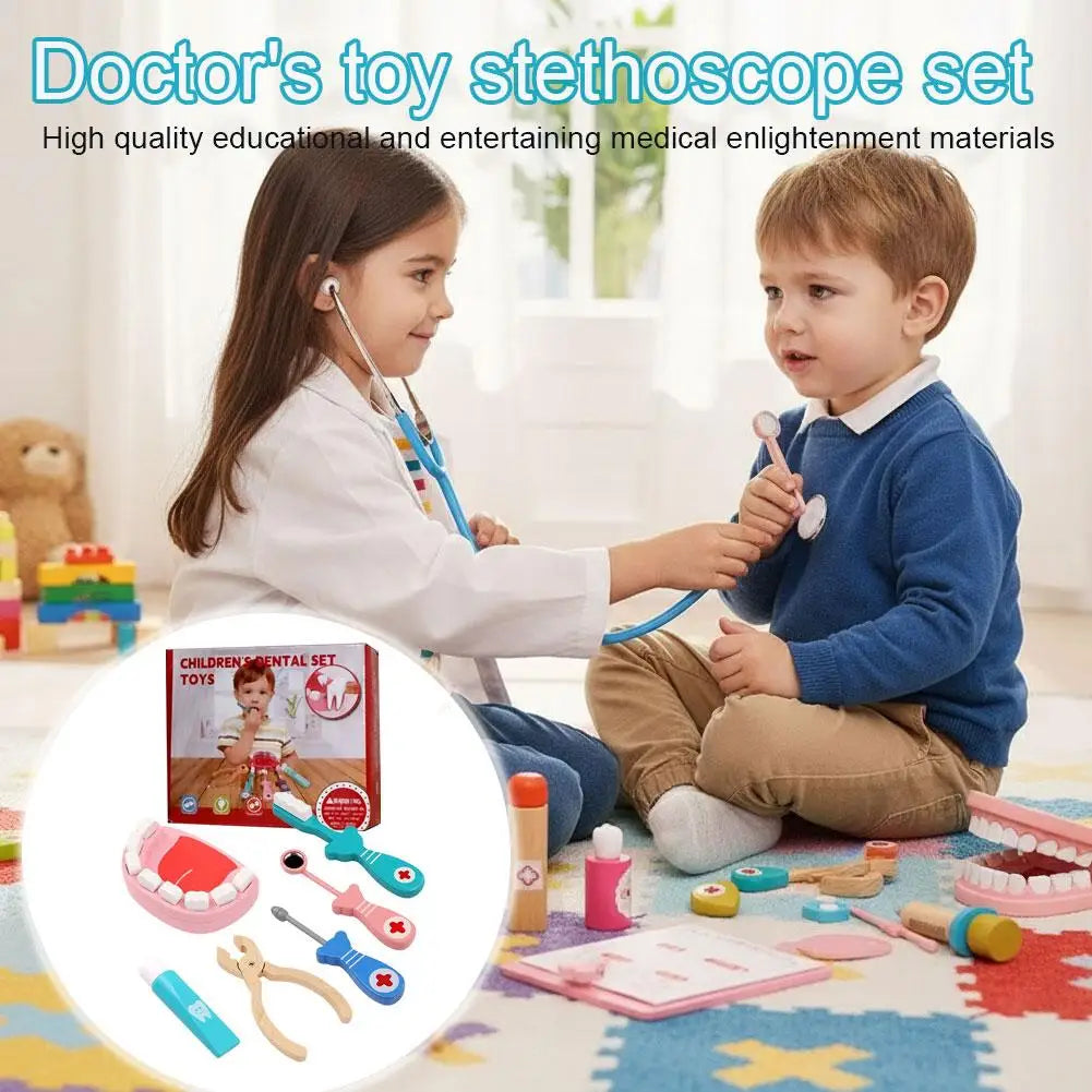 Dentist Play Cosplay Doctor Wooden Toy Gifts Kids Interest Simulation