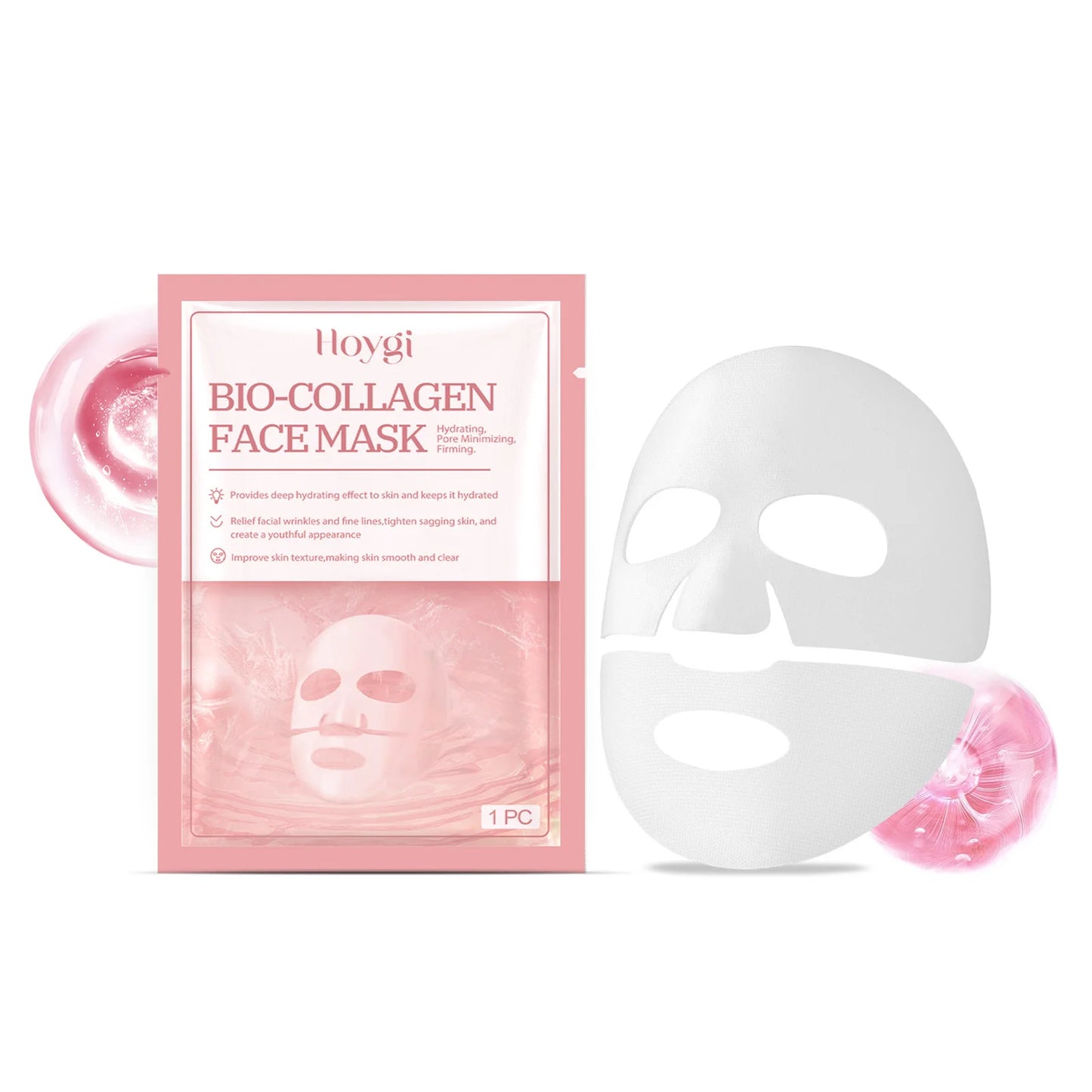 Bio Collagen Face Mask Hydrating Overnight Lifting Rejuvenation Shrink Pores Moisturizing Refreshing Brightening Face Skin Care Peaceful Pleasures Health and Wellness 1pcs