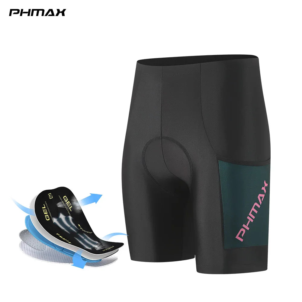 PHMAX Women's 5D Gel Padded Cycling Shorts – Quick Dry