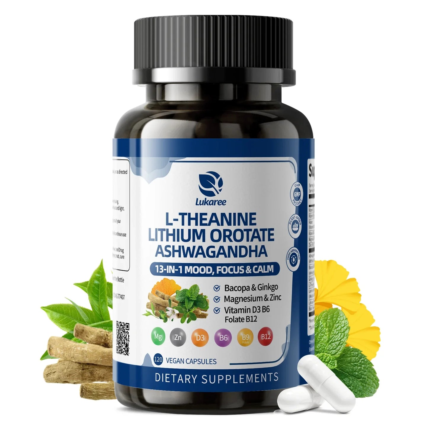 Lithium Orotate & Ashwagandha Brain Supplement – Mood Focus Sleep