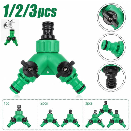 Garden Tap Water Splitter Thread Y Type Garden Hose Quick Connector Watering System for Outdoor Lawn Irrigation Water Controller Peaceful Pleasures Health and Wellness