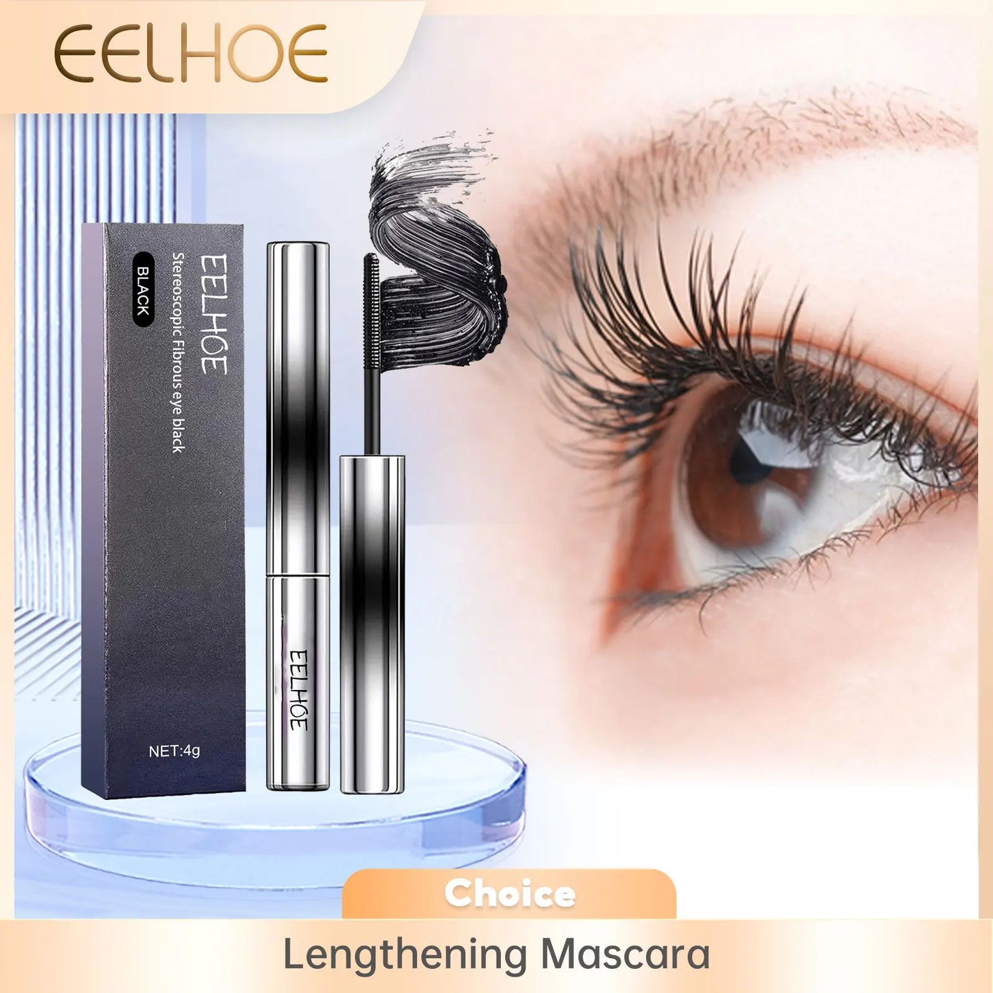 EELHOE Silk Fiber Mascara – Curling, Lengthening, Waterproof 4g