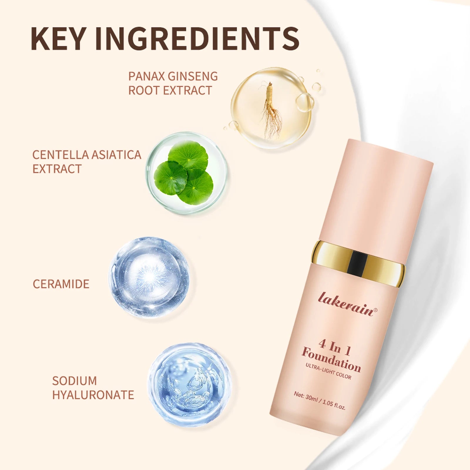 Color Changing Foundation 4 in 1 Moisturizing SPF 30+ Hydrating Color Longwearing Waterproof Travel Coverage Makeup Base Peaceful Pleasures Health and Wellness