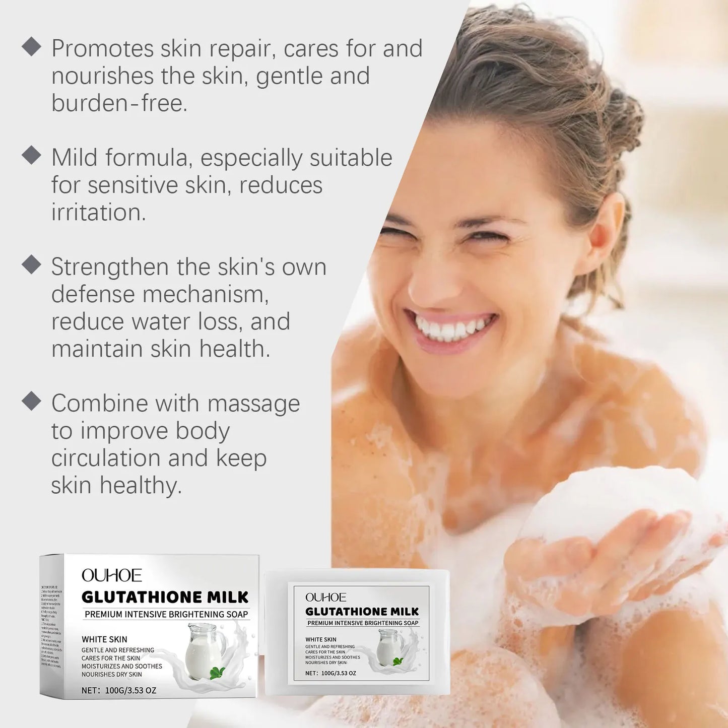 Glutathione Milk Body Soap – Moisturizing Pore Cleansing 100g