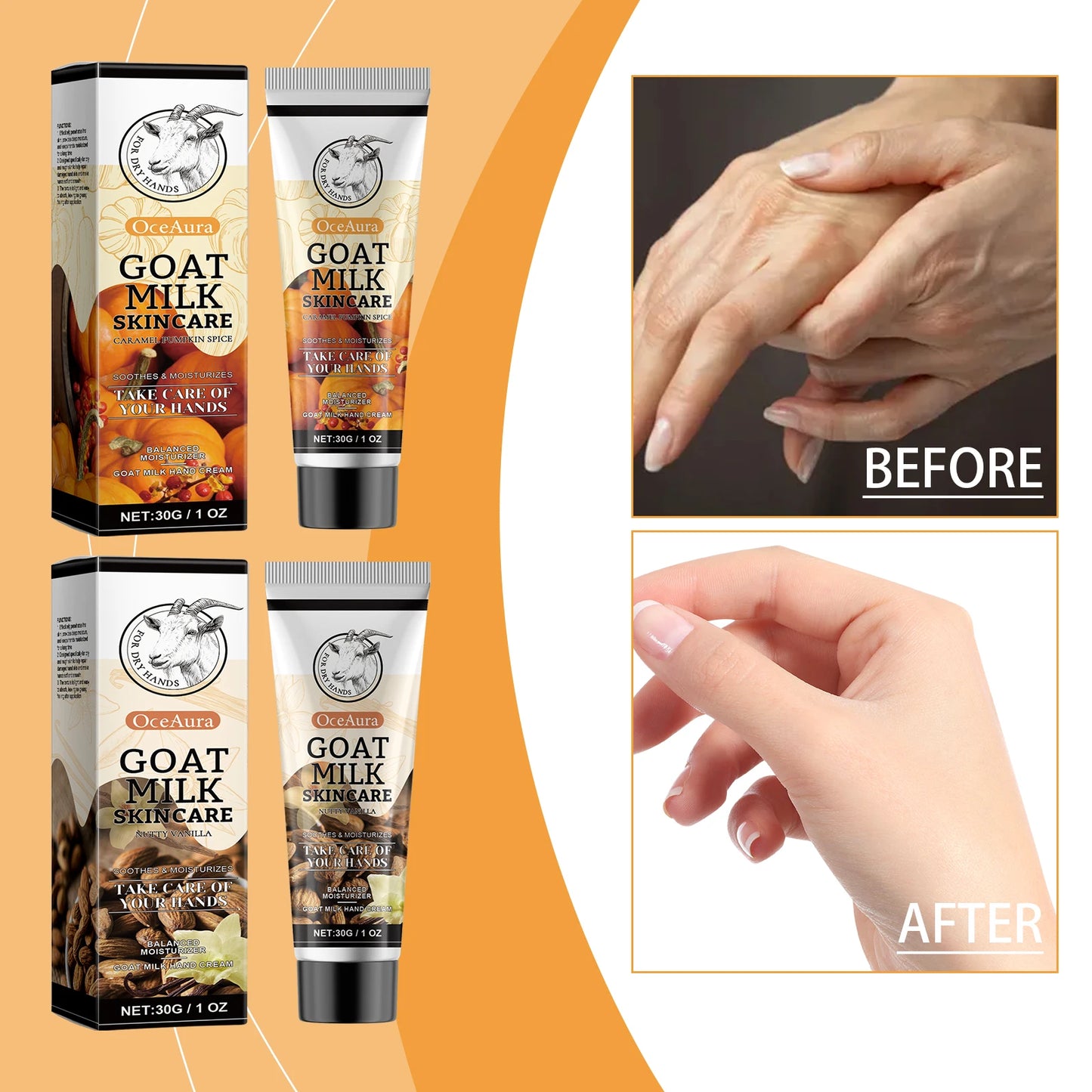 OceAura Goat Milk Hand Cream | Vanilla & Pumpkin Spice 1oz