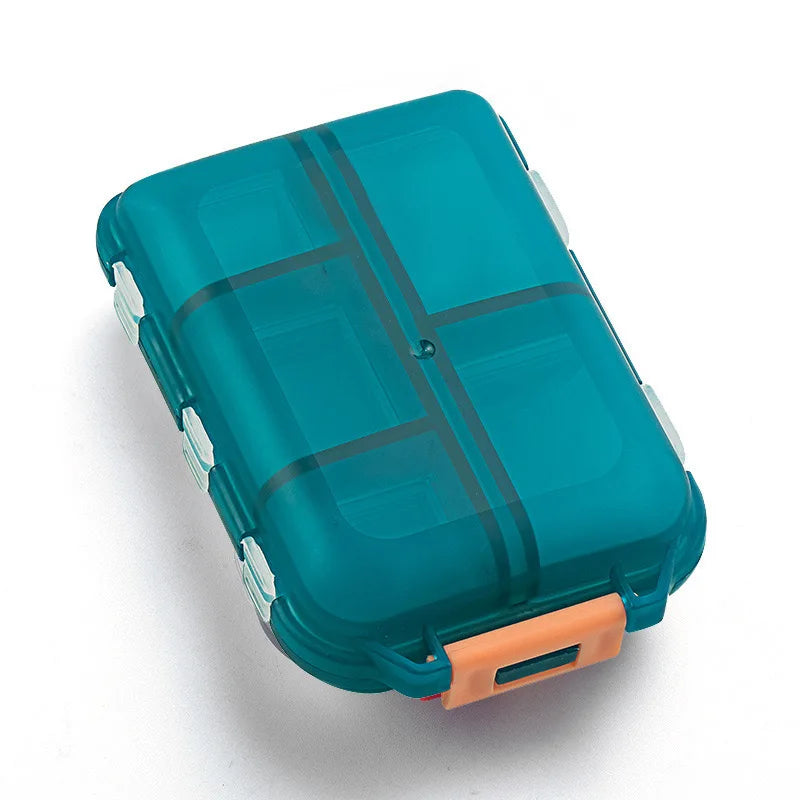 10-Cell Portable Travel Pill Box | Double-Layer Organizer