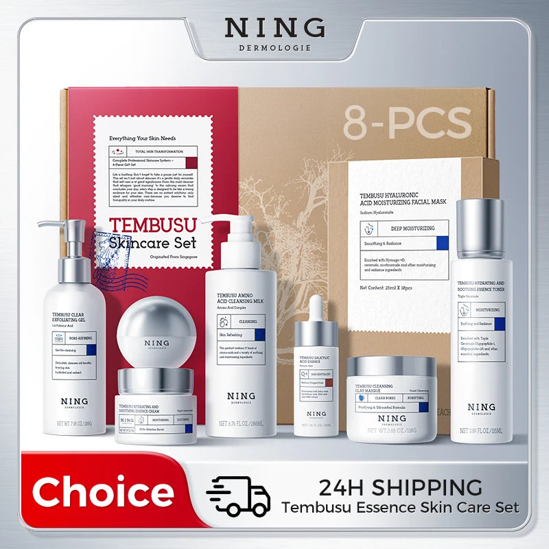 Tembusu 8-Step Korean Skincare Set – Cleanser, Serum & Clay Mask