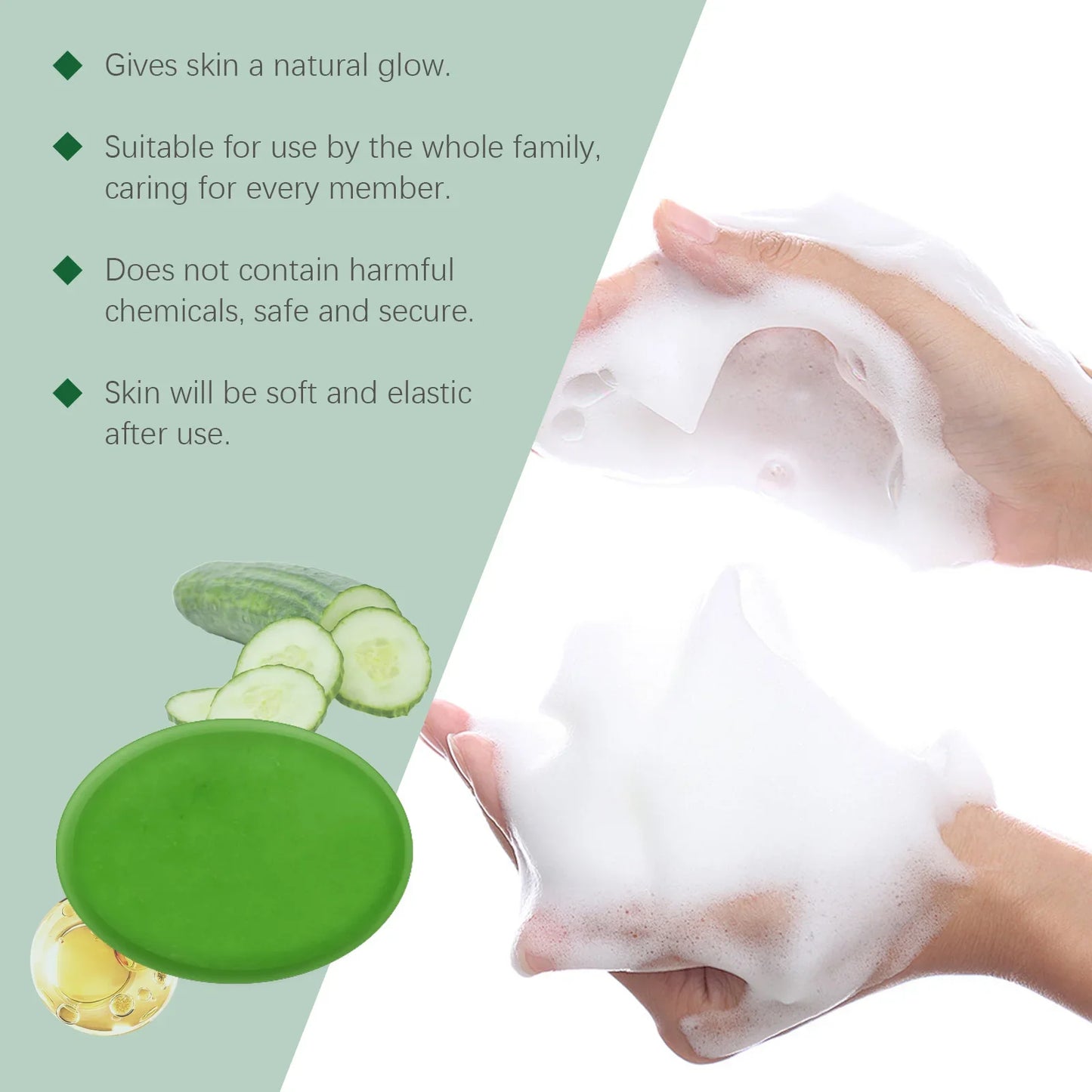 Cucumber Body Soap 60g – Oil Control, Deep Clean & Moisturizing
