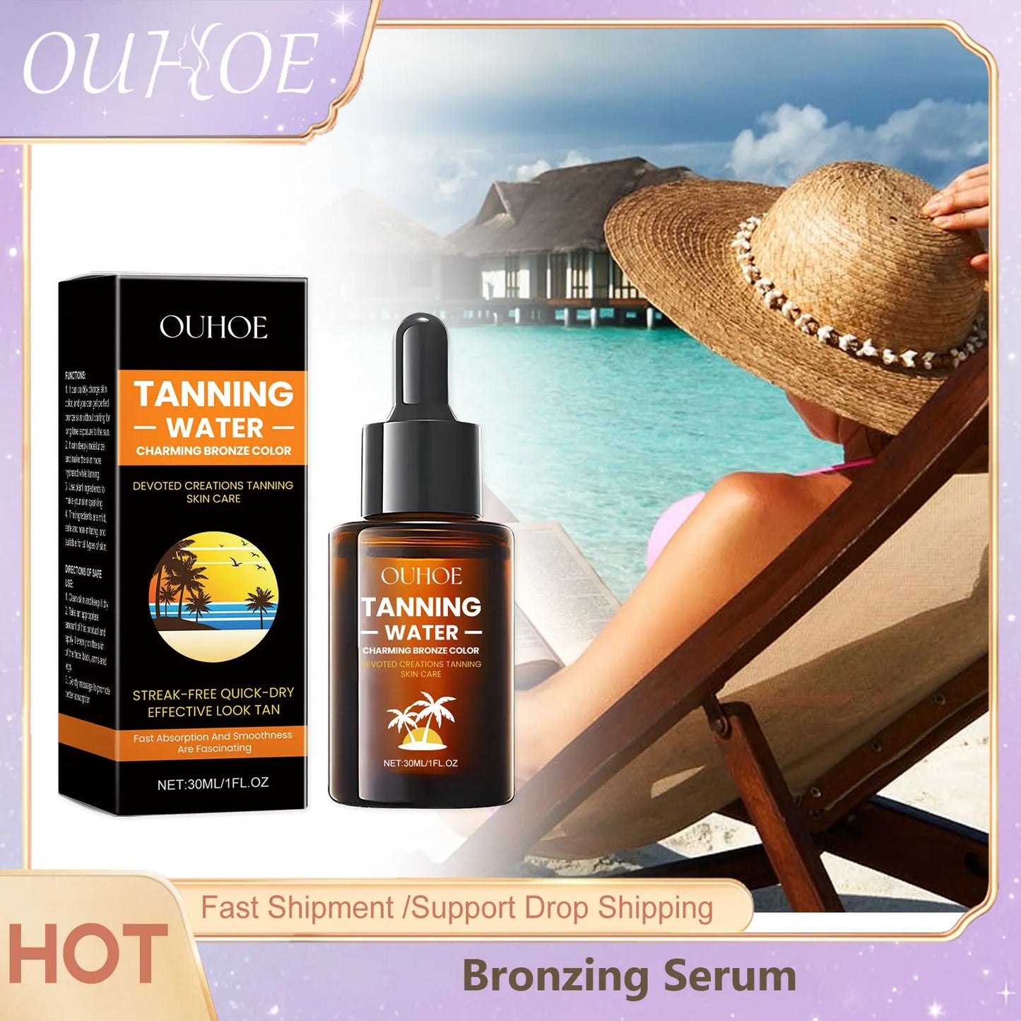 Bronzing Drops Self Tanner Serum | Sunless Tanning, 30ml
