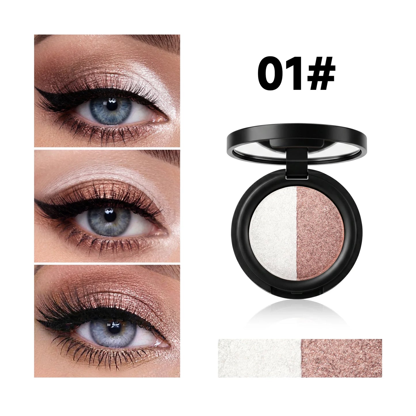 Shimmer Duo Eyeshadow Palette – Pearlescent Glitter 2-Shade Compact