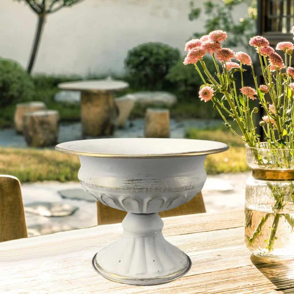 Antique Iron Flower Vase | Metal Centerpiece for Home & Events