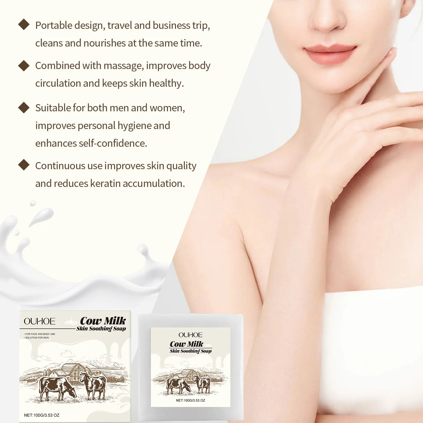 100g Milk Soap Bar – Moisturizing & Pore Cleansing Face & Body