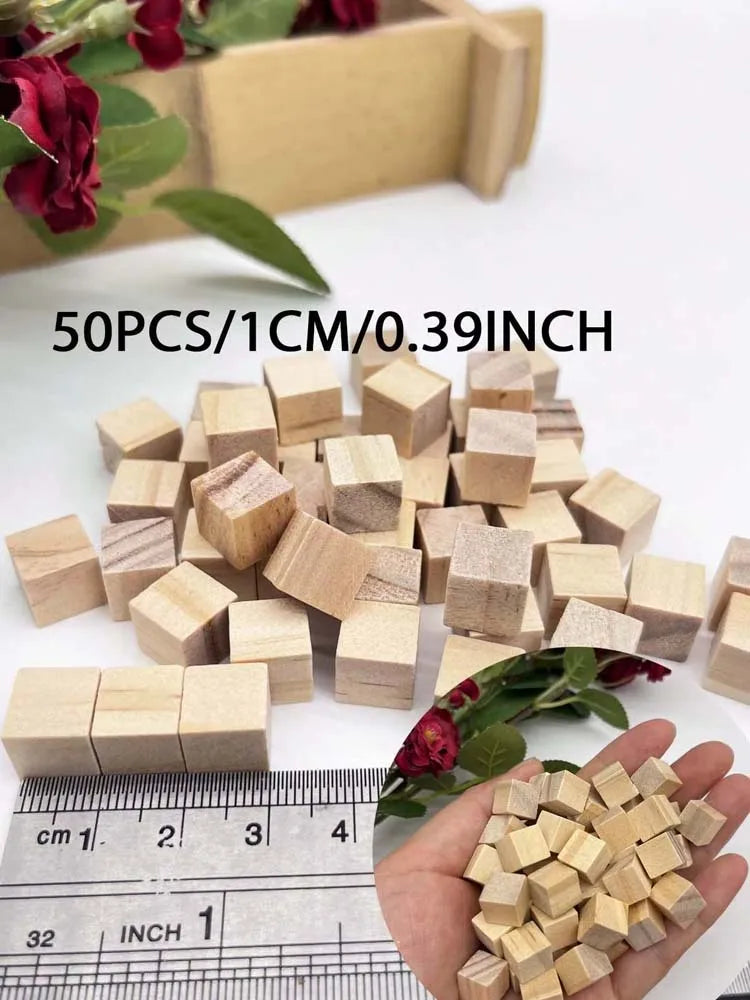 Unfinished Wooden Blocks – 5 Sizes Wood Cubes for DIY Crafts
