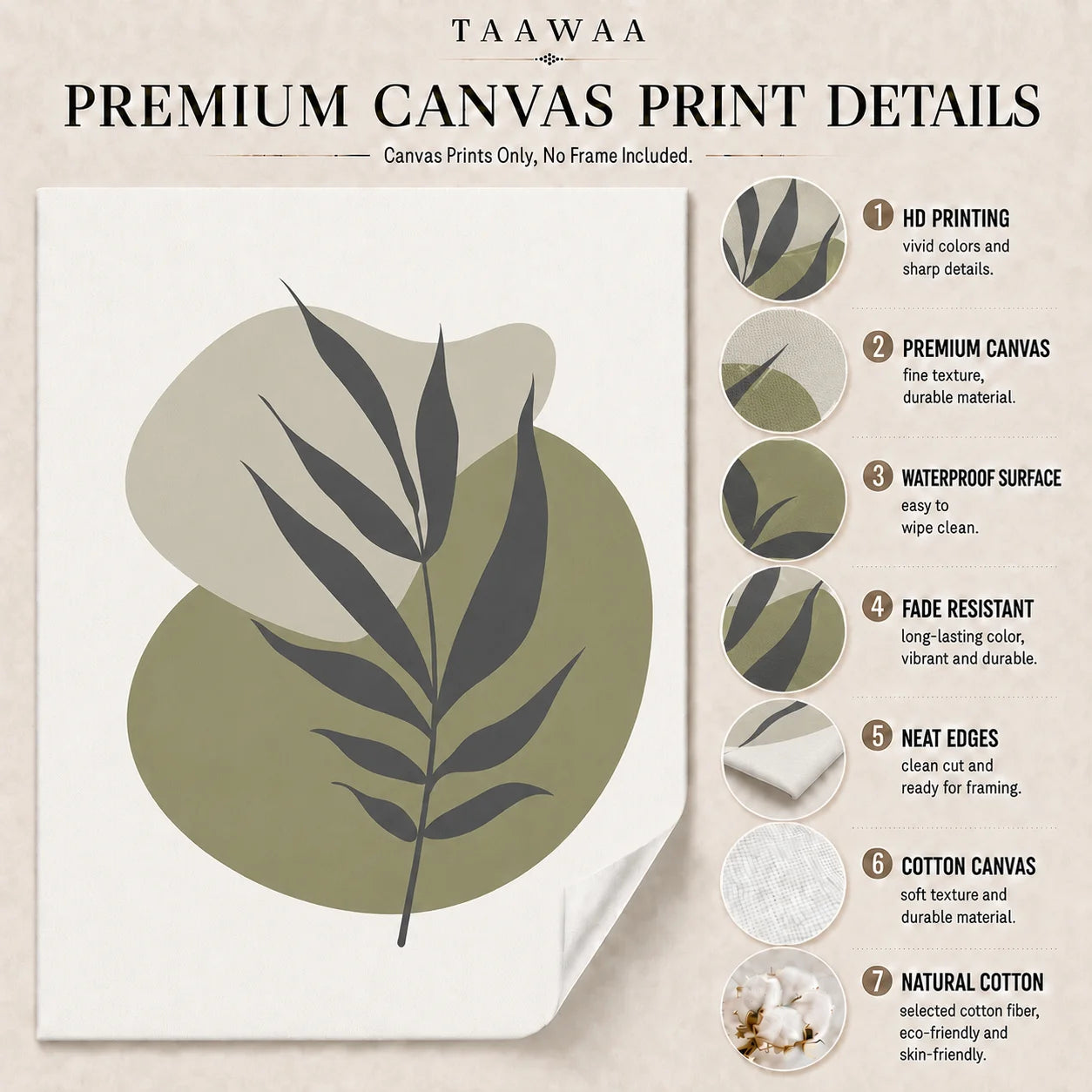 Abstract Botanical Canvas Wall Art | Nordic Minimalist Print Canvas Wall Art Peaceful Pleasures Health and Wellness