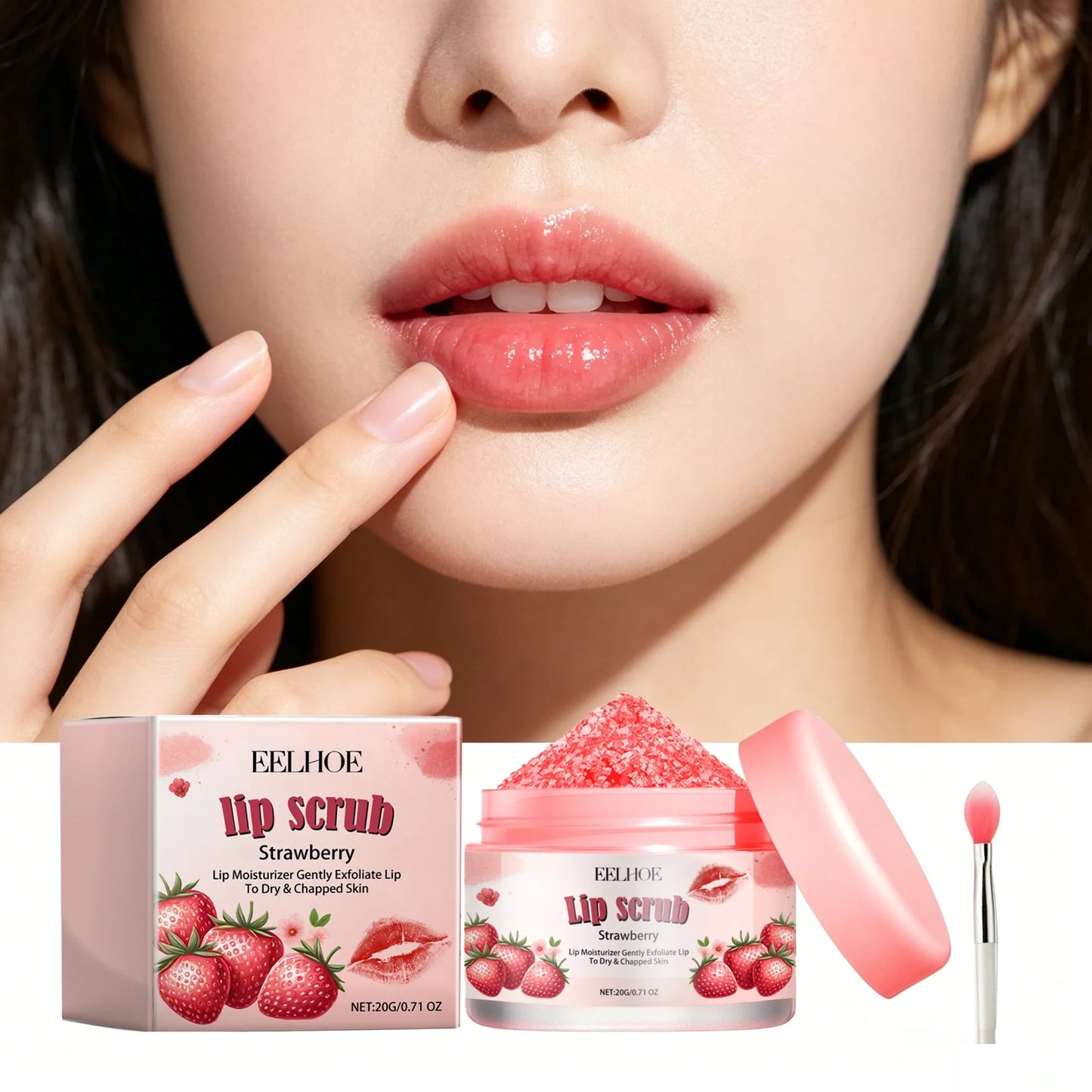 Strawberry Lip Scrub Cream – Exfoliate & Moisturize Lips 20g
