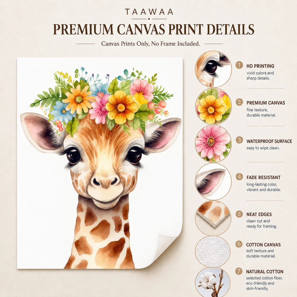 Nursery Animal Canvas Art – Lion Bear Fox Floral Crown Kids Decor Nursery Canvas Print Peaceful Pleasures Health and Wellness
