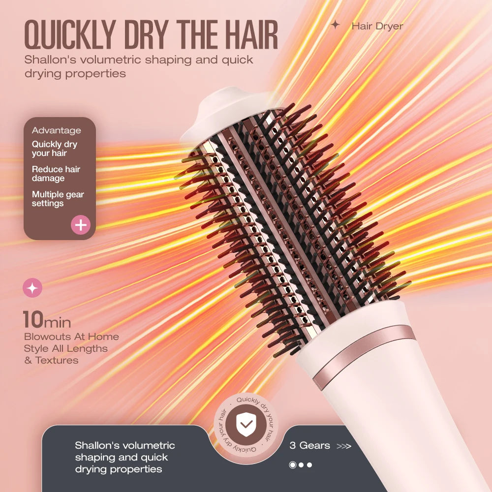 Upgraded high-speed hot air brush styling tool quick hair-drying styler for salon and home use for women Peaceful Pleasures Health and Wellness