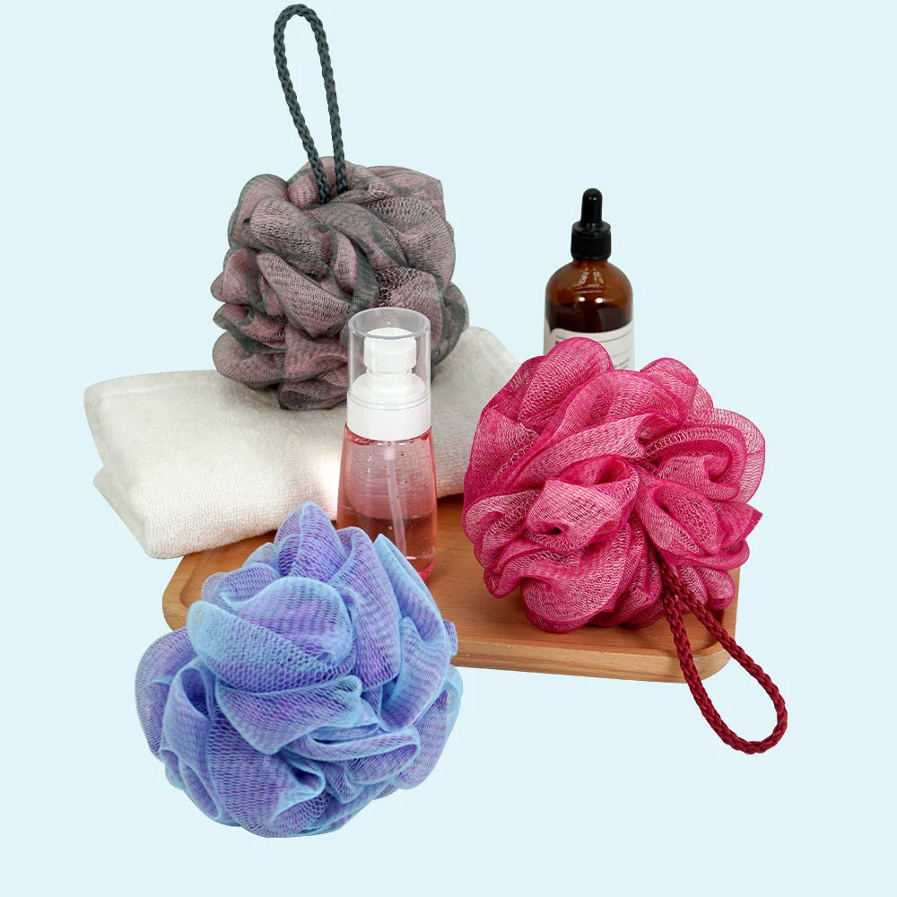 Dual-Color Exfoliating Bath Sponge Puff – Soft Body Scrubber