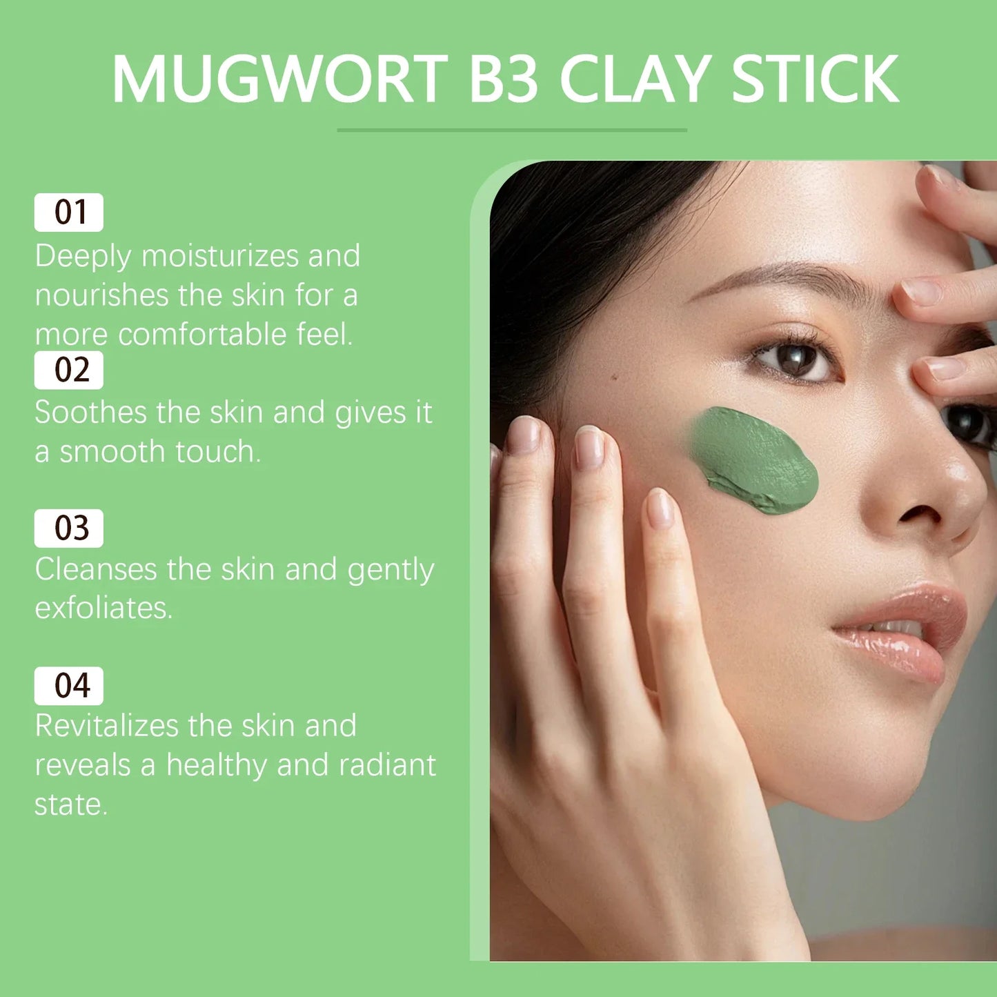 Mugwort Clay Face Mask Stick – Pore Cleanse & Moisturize 40g