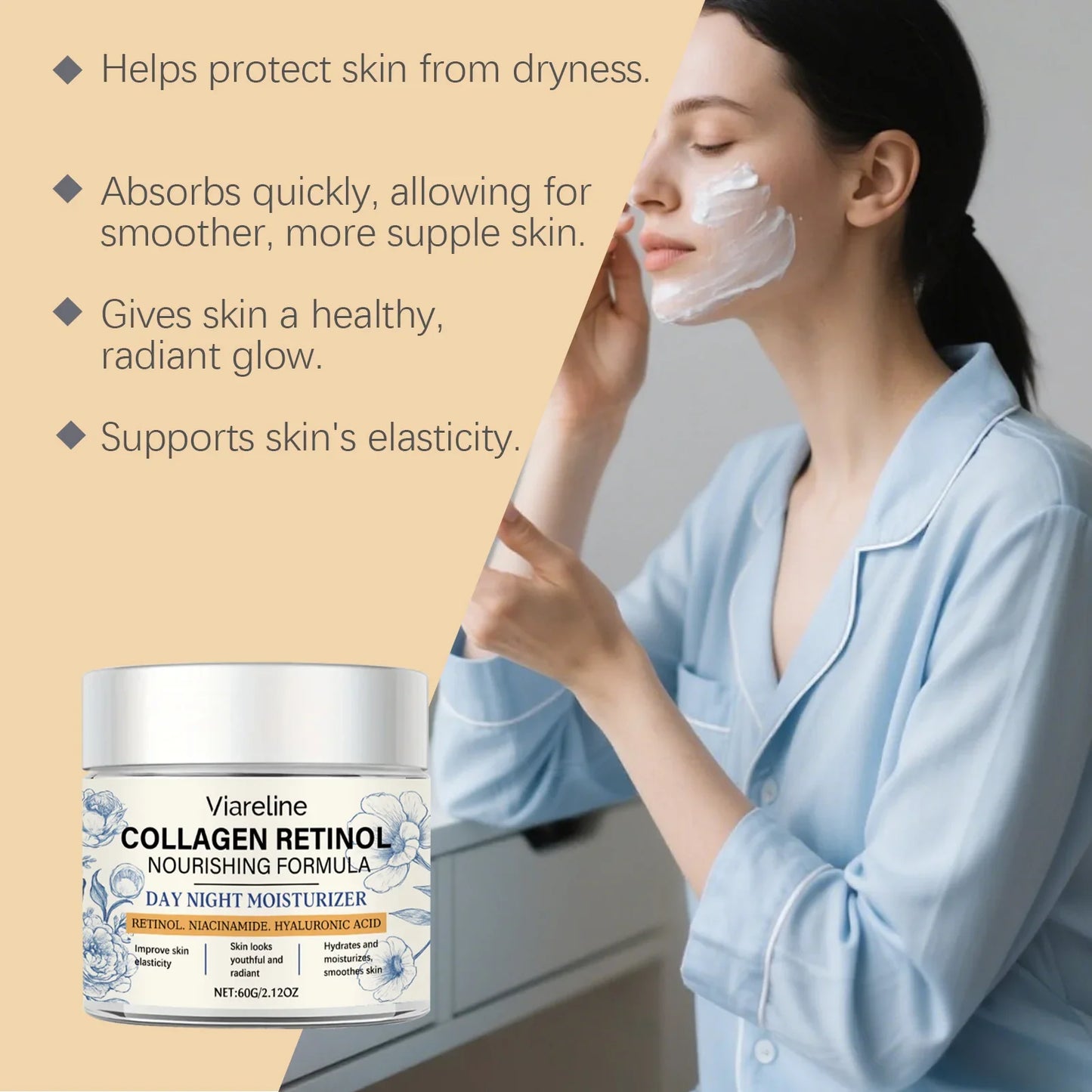 Viareline Retinol Face Cream 60g – Anti-Aging Moisturizer
