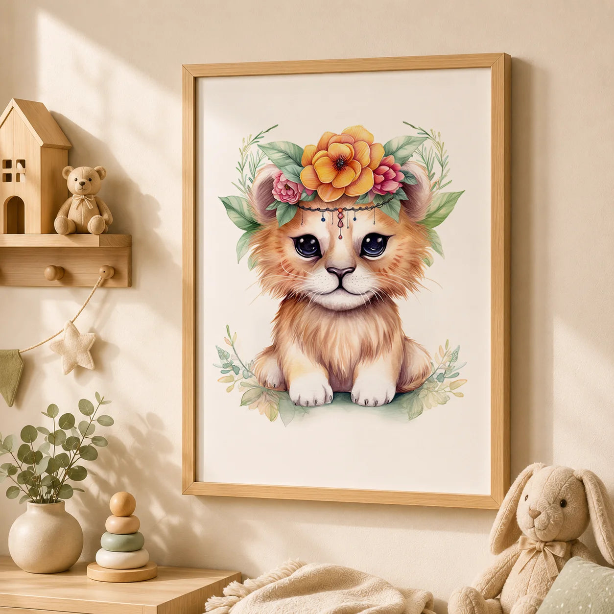 Nursery Animal Canvas Wall Art – Otter Lion Monkey Kids Room Nursery Canvas Print Peaceful Pleasures Health and Wellness