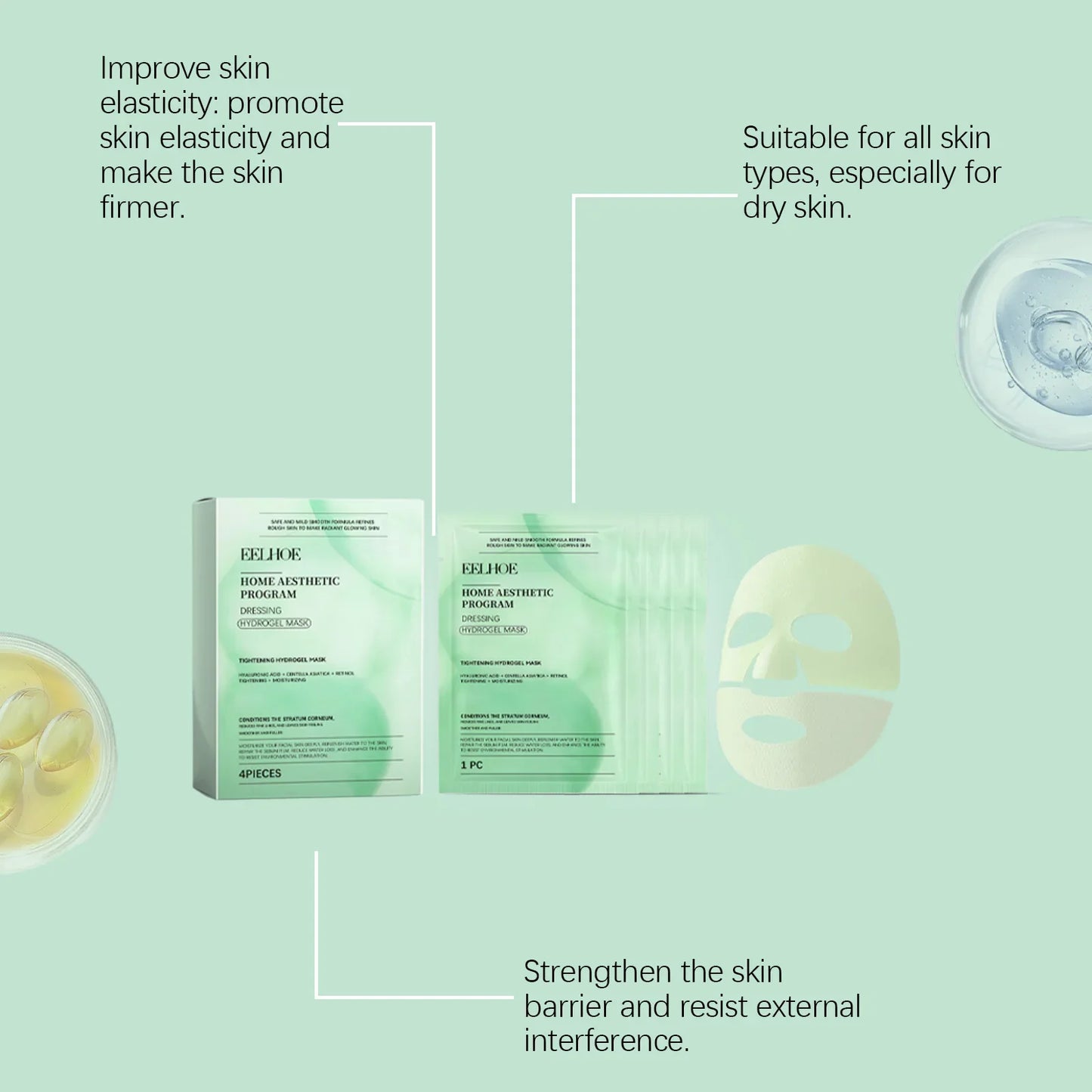 4-Pack Retinol Face Mask – Hydration, Glow & Elasticity