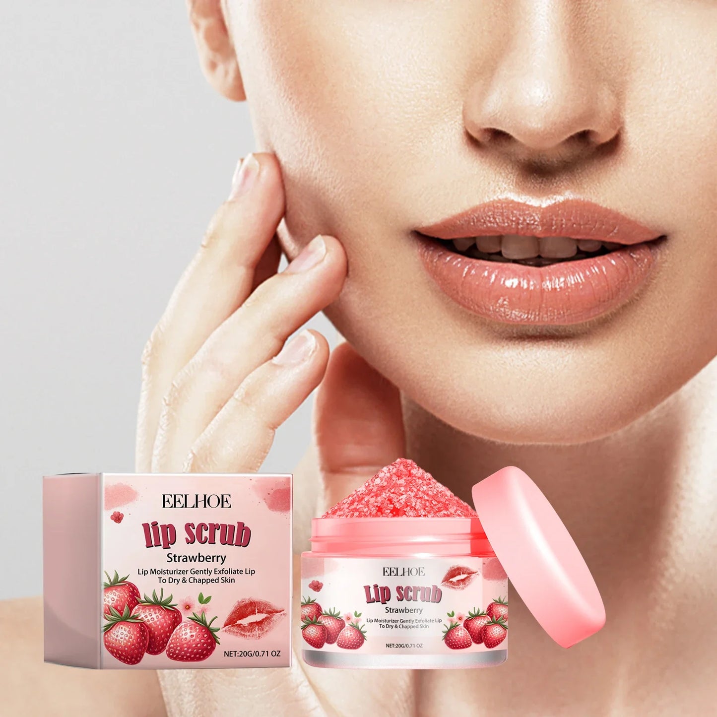 Strawberry Lip Scrub Cream – Exfoliate & Moisturize Lips 20g