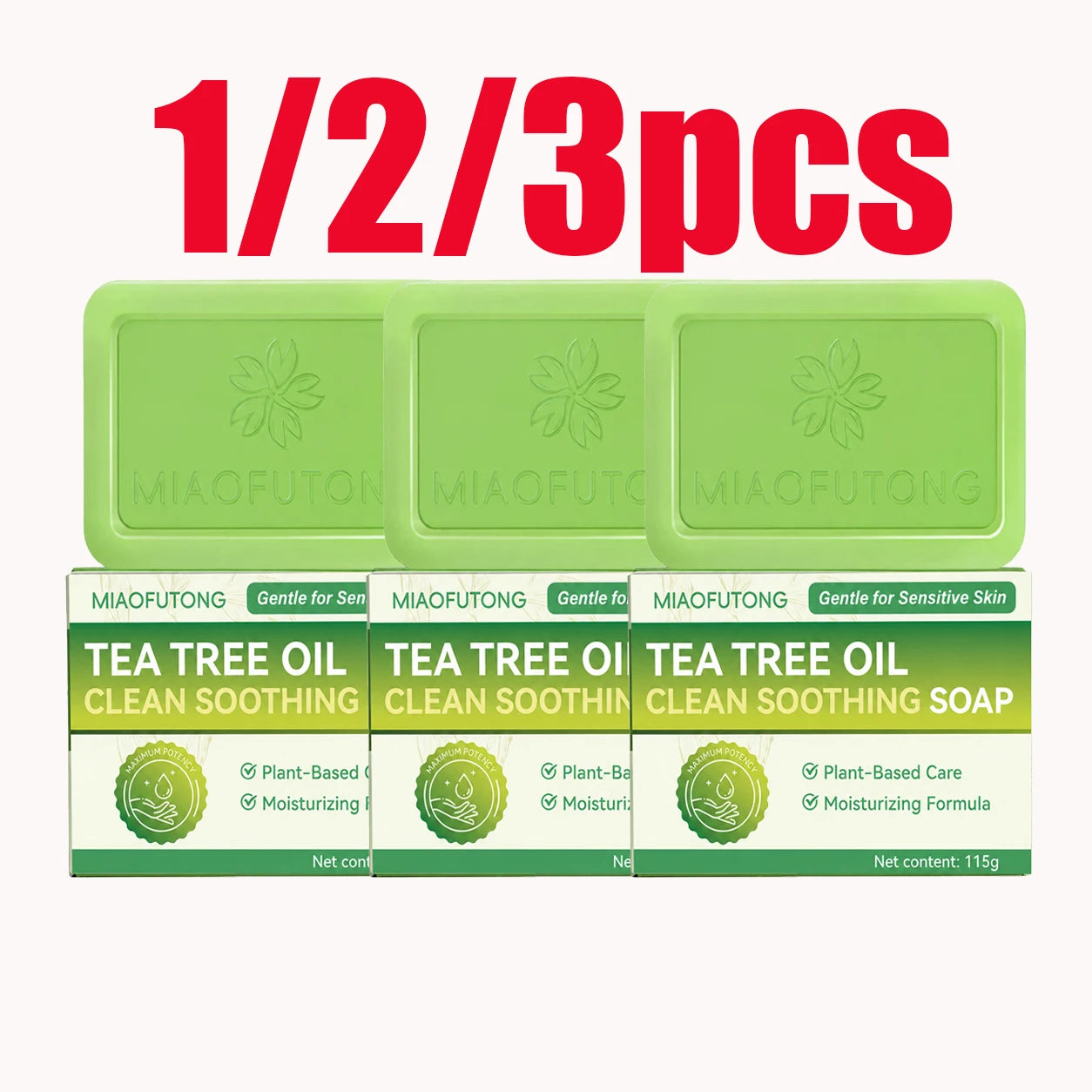 MIAOFUTONG Gentle For Sensitive Skin TEA TREE OILANTIFUNGAL SOAP Plant-Based Care Moisturizing FormulaG Lmproving Acne Peaceful Pleasures Health and Wellness
