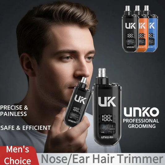 Smart Digital Display Nose Hair Trimmer for Men USB Rechargeable Painless Ear Nose Hair Clipper IPX5 Waterproof Grooming Kit Peaceful Pleasures Health and Wellness