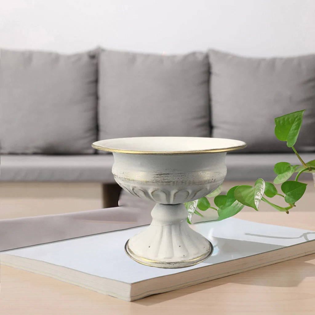 Antique Iron Flower Vase | Metal Centerpiece for Home & Events
