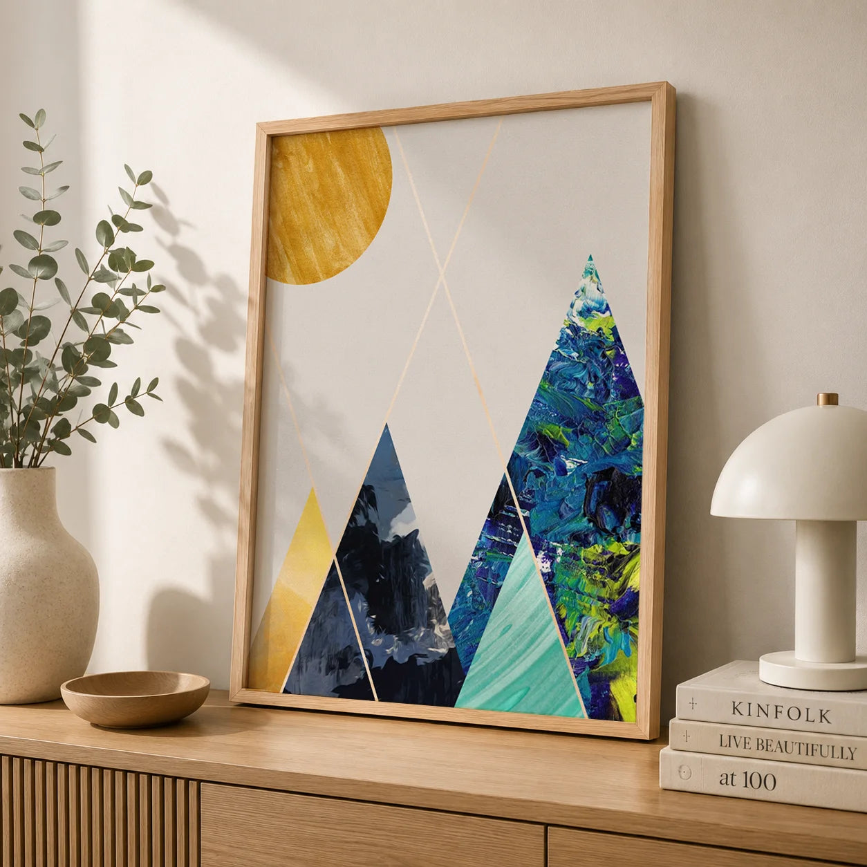 Abstract Boho Wall Art Nordic Geometric Canvas Painting Modern Minimalist Poster Print for Living Room Bedroom Wall Decor Peaceful Pleasures Health and Wellness