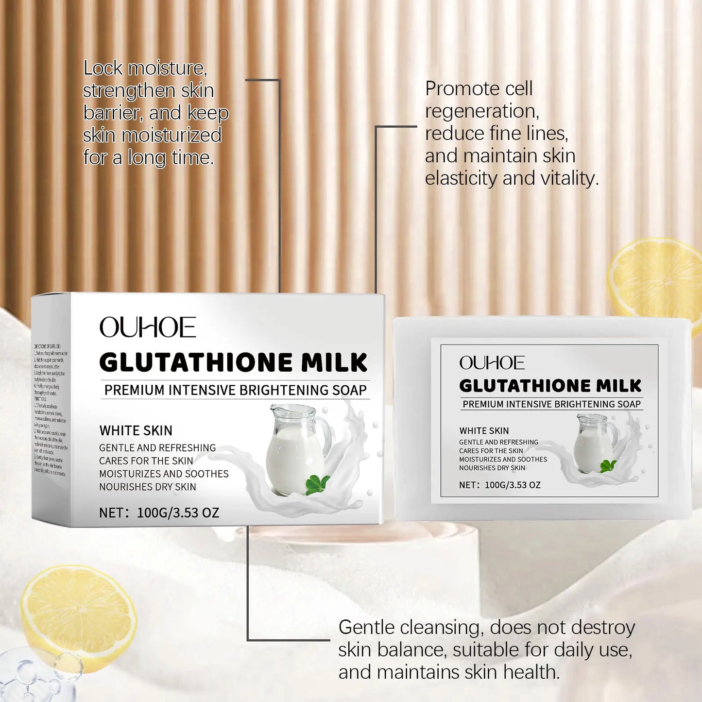 Glutathione Milk Body Soap – Moisturizing Pore Cleansing 100g