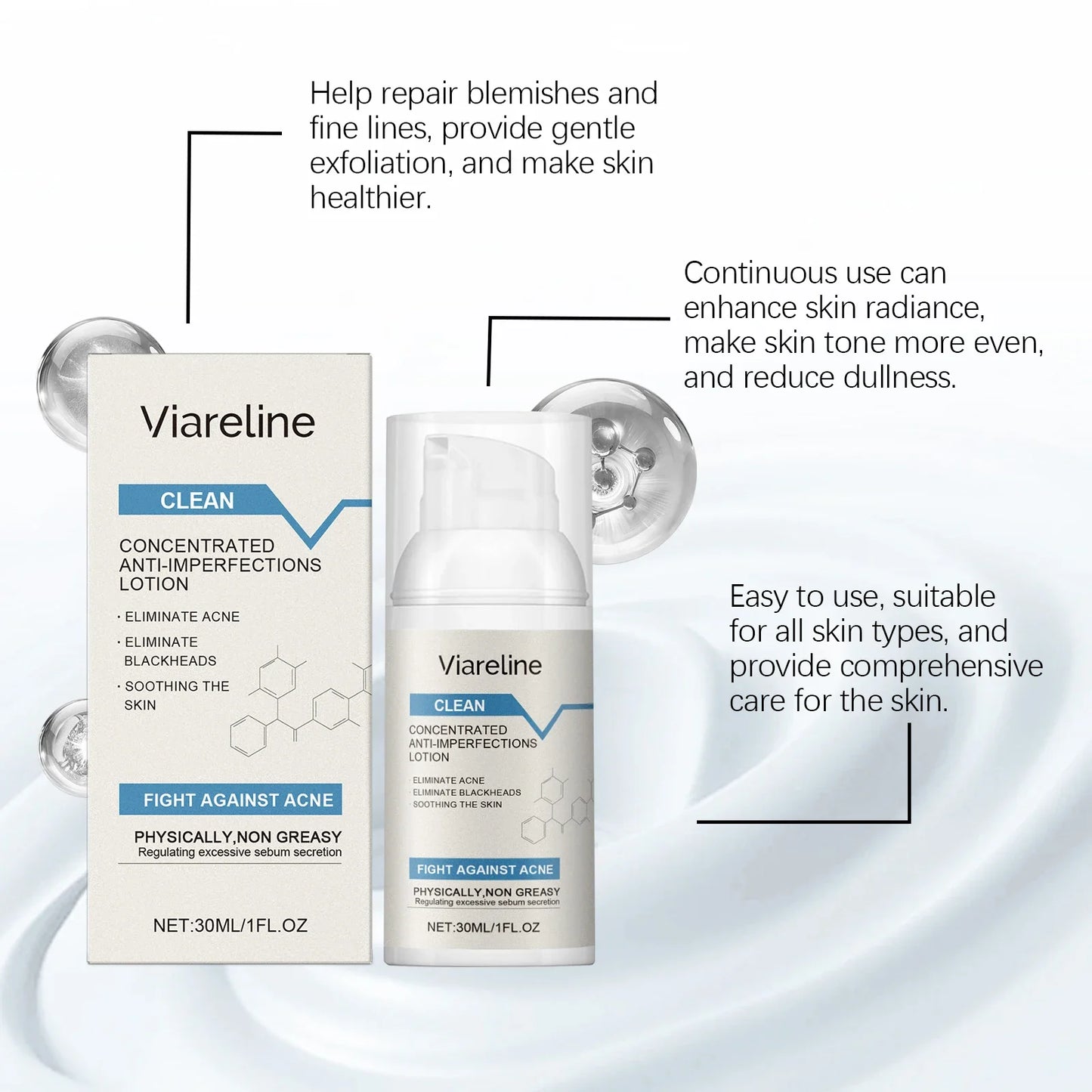 Viareline Salicylic Acid Acne Lotion – Clear Blackheads 30ml