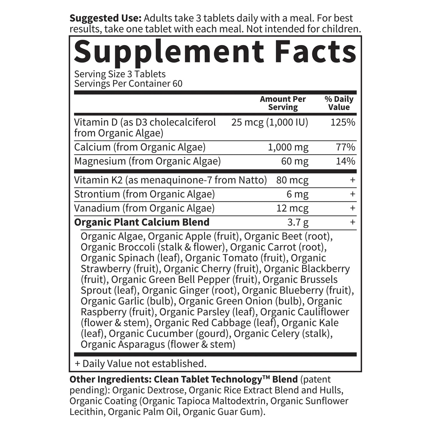 Garden of Life Organic Plant Calcium Tablets, 180 Ct