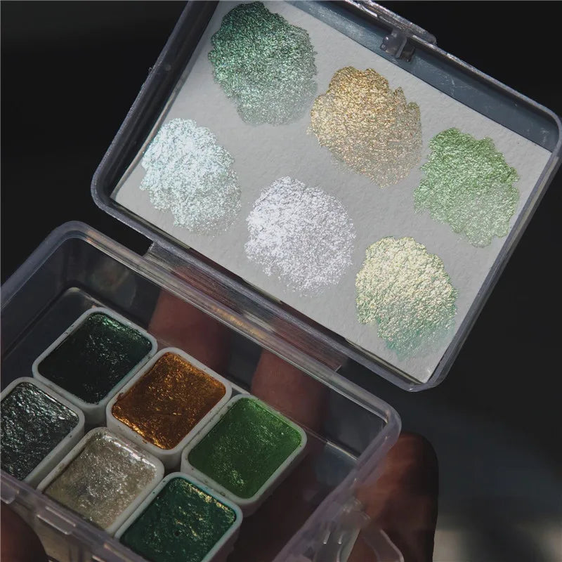 Watercolor Nail Gel Pigment Set | Pearl Shimmer Glitter 6pcs