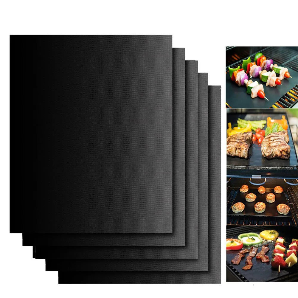 Reusable Non-Stick BBQ Grill Mat & Oven Baking Sheet – PTFE Fiberglass, Heat Resistant | 6 or 8 Pack