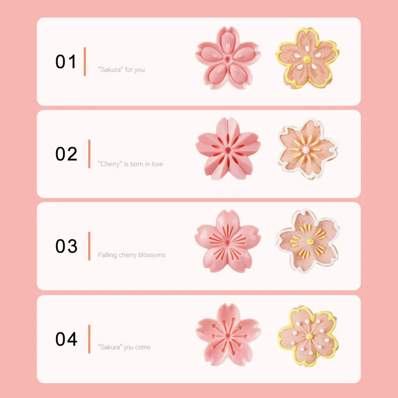 5-Pc Sakura Cherry Blossom Cookie Cutter & Fondant Mold Set