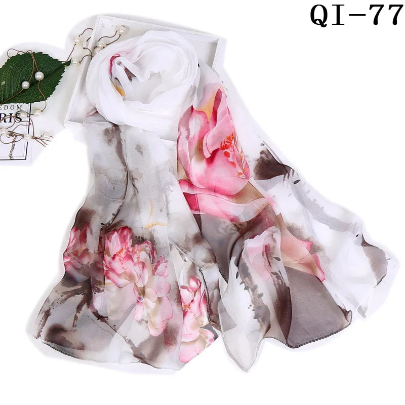 Multiple Lotus Leaf Flower Chiffon Georgette Bandana Scarf Women