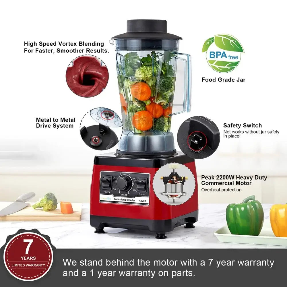 BPA Free Heavy Duty Commercial Grade Blender | 2200W Peak Power Blenders Peaceful Pleasures Health and Wellness