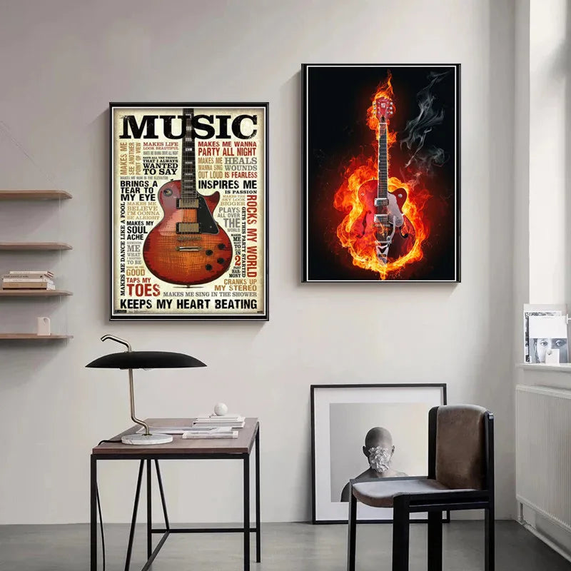 Guitar Wall Pictures Canvas Poster And Prints Modern Musical Instruments Painting For Living Room Bar Home Decor Aesthetic Peaceful Pleasures Health and Wellness