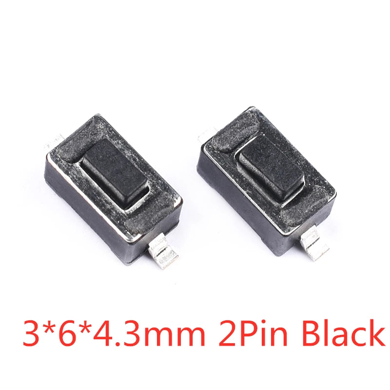 50PCS Tact Switch Silicone Button Micro Switch 3*4*2mm 3x6x4.3mm 2Pin 3x6x2.5mm 4*4*1.5mm SMD 4 Feet Peaceful Pleasures Health and Wellness 3X6X4.3mm 2Pin Black