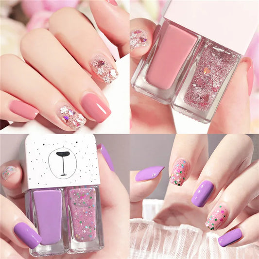 2-in-1 Candy Color Nail Polish | Quick Dry Waterproof Water-Based Nail Polish Peaceful Pleasures Health and Wellness
