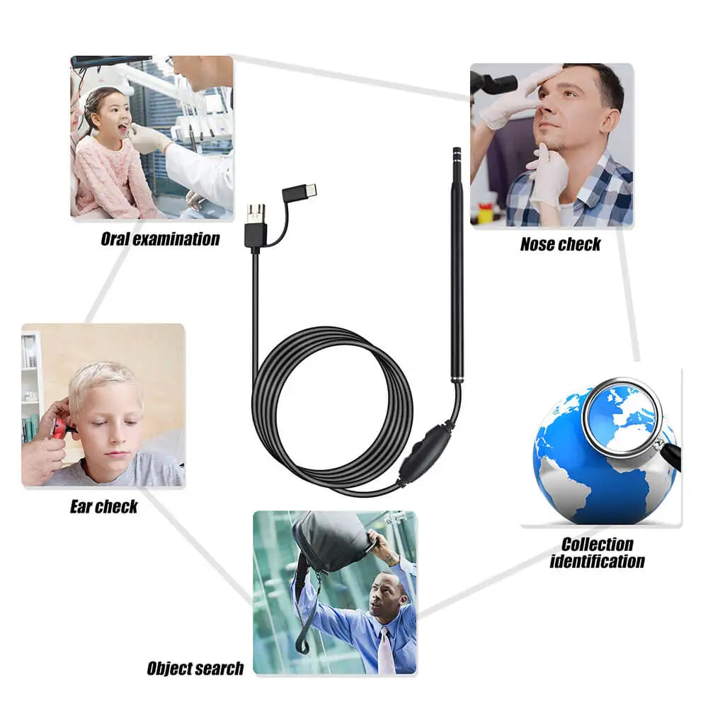 Visible Earpick Medical Otoscope Waterproof Camera Earwax Visual Oral Inspection Ear Spoon Support Android PC Ear Cleaning Tool Peaceful Pleasures Health and Wellness