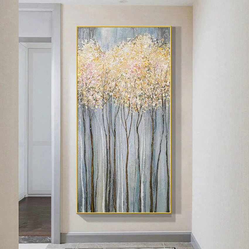 Custom Handmade Canvas Oil Painting Fortune Tree Modern Small Luxury Home Decorative Art Mural Bedroom Living Room Hotel Office Peaceful Pleasures Health and Wellness